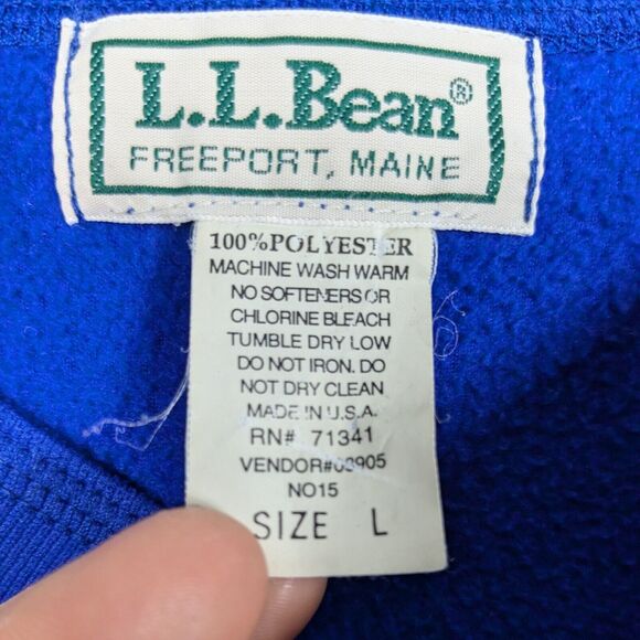 Vintage LL Bean Fleece Henley Shirts L  Blue Green Sweatshirts Qty 2 Snap 90s - Picture 9 of 10
